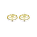 Gold CLear CZ Heart Double Line Adjustable Ring, Sku#LD448