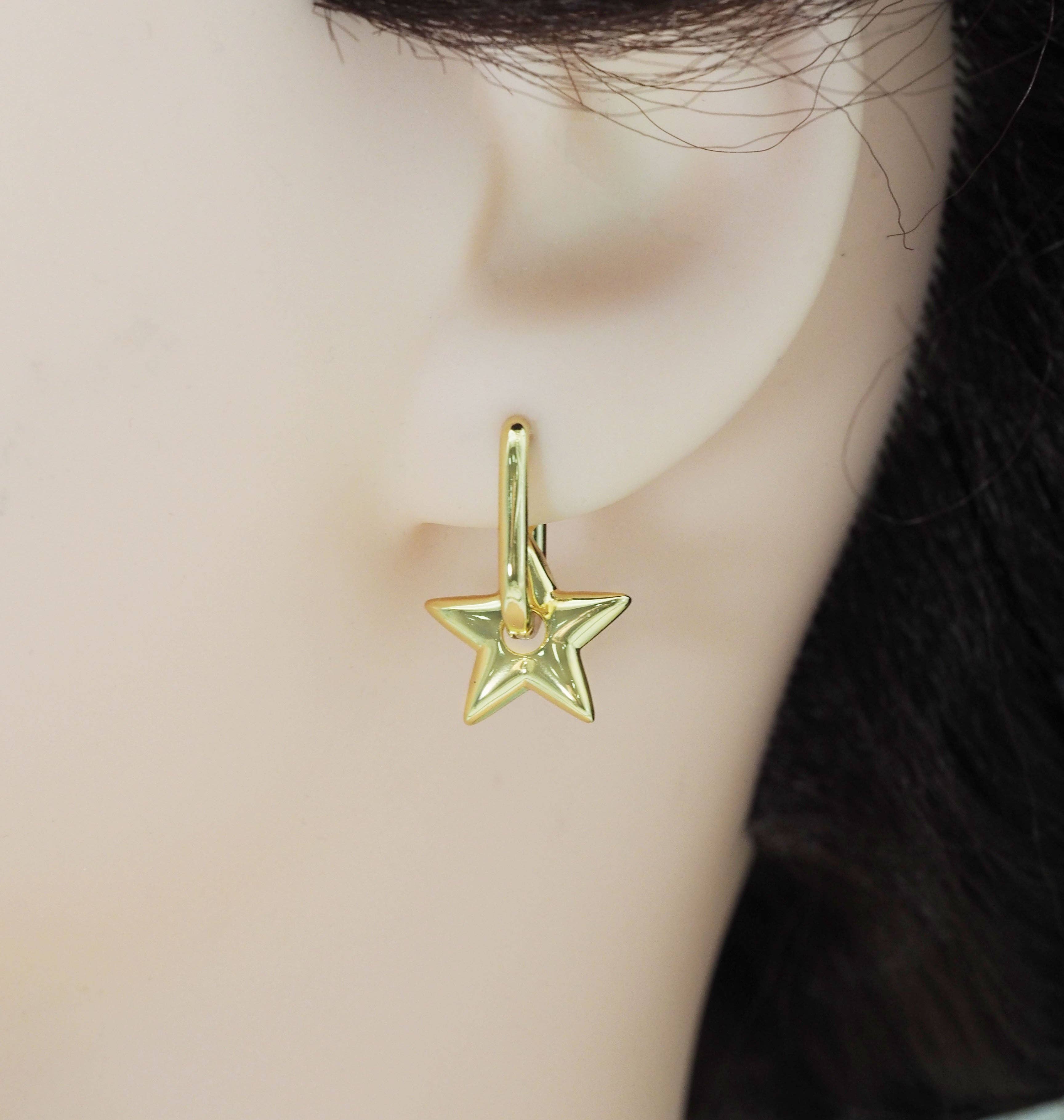 Gold Heart Five Star Round Ring Rhombus Spacer Charms, Sku#LX172