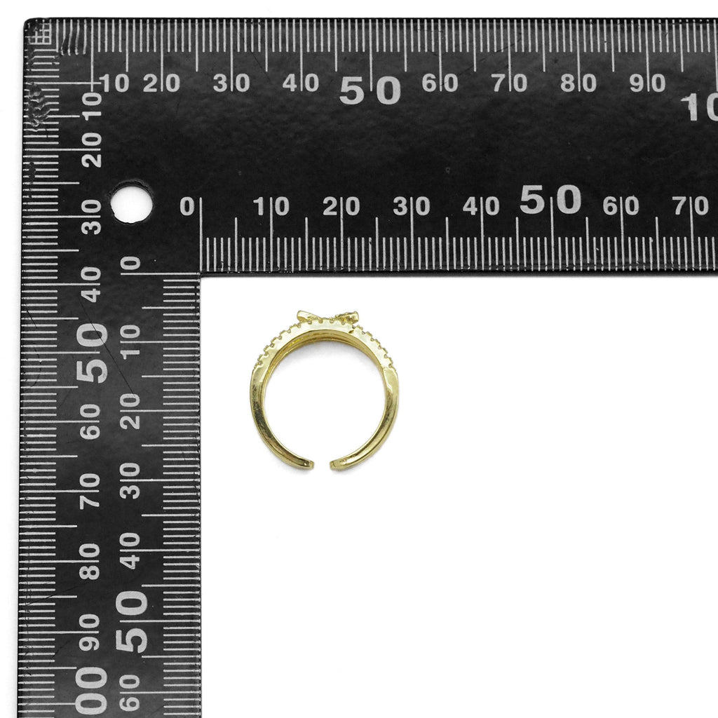 Gold CLear CZ Butterfly three lines Ring, Sku#LD432