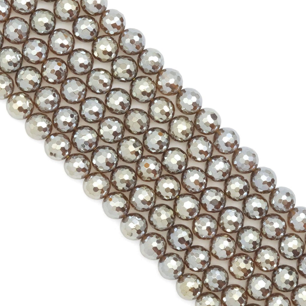 Mystic Champaign Agate Round Faceted Beads, Sku#UA317