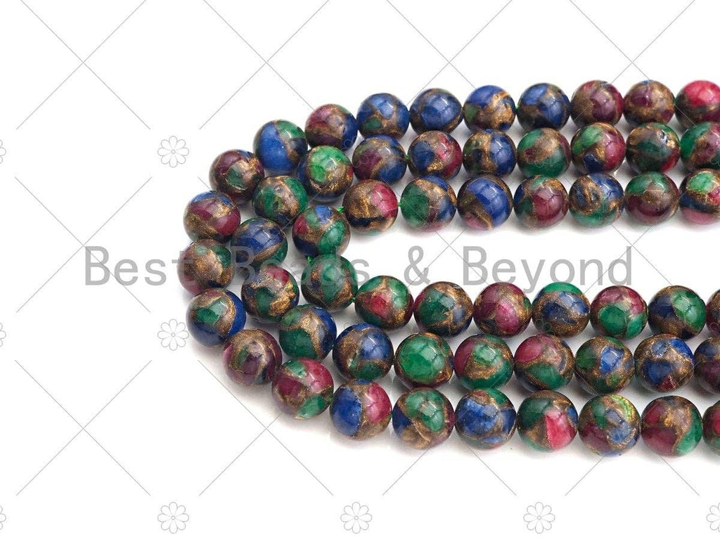 Gold Clinquant Beads, 4mm/6mm/ 8mm/10mm/12mm, Cloisonne Mixed Color Beads, 15.5" Full Strand Wholesale Gemstones,sku#U956