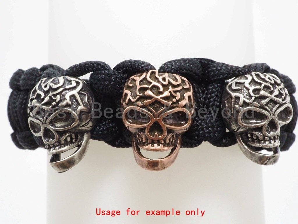 Antique Style Skull Mask Bead, For 550 Paracord Survival Bracelet, Men's Bracelet Beads, Paracord KeyChain Beads, 14x19x12mm, 1pc, sku#Y131