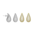 Clear CZ Silver drop Shape Earrings, Sku#LX605