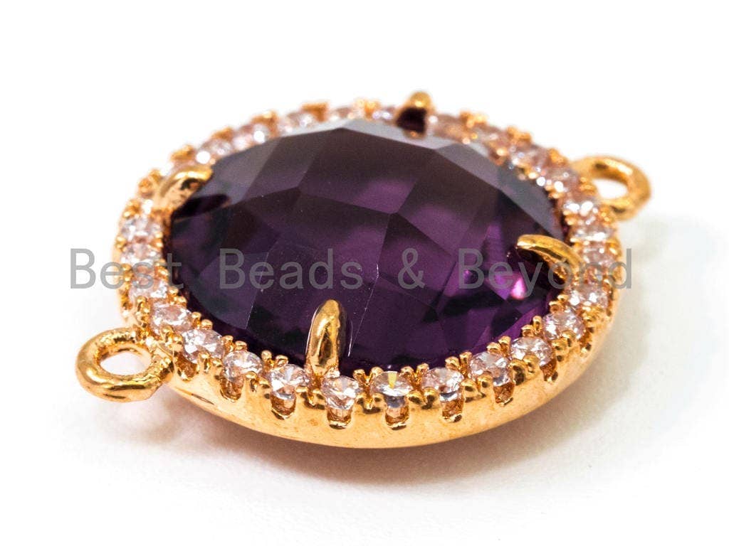 Connecteur à Lunette Ronde avec Verre Facetté, 14x19mm, réf. A76