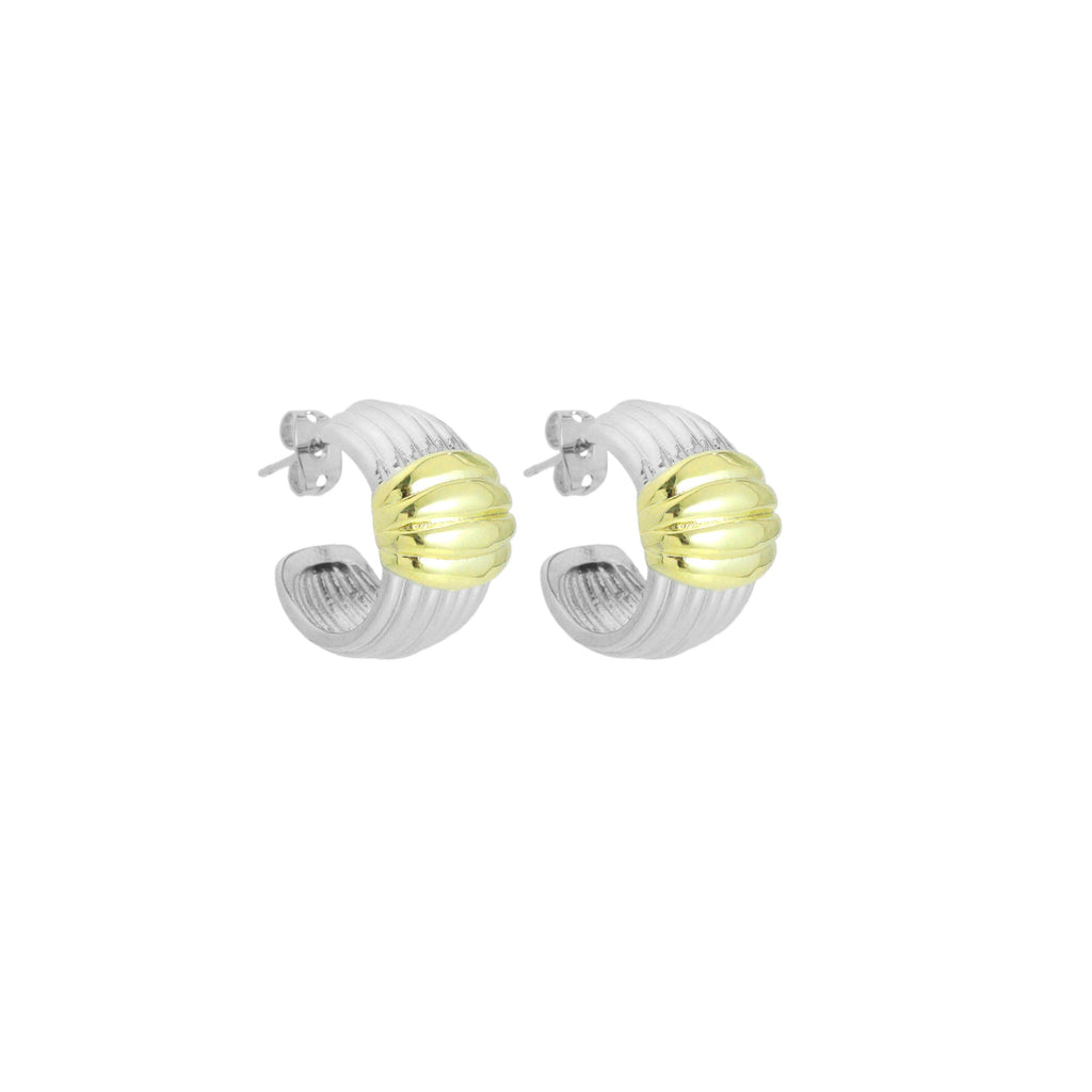 Gold Silver Dual Color Hoop Earrings, Sku#LX784