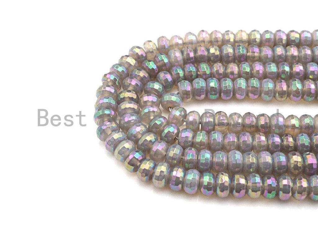 Mystic Plated Rainbow Agate Rondelle Shape Beads, 4x6mm/5x8mm/6x10mm Rondelle Agate Beads, 15.5" Full Strand, sku#UA41