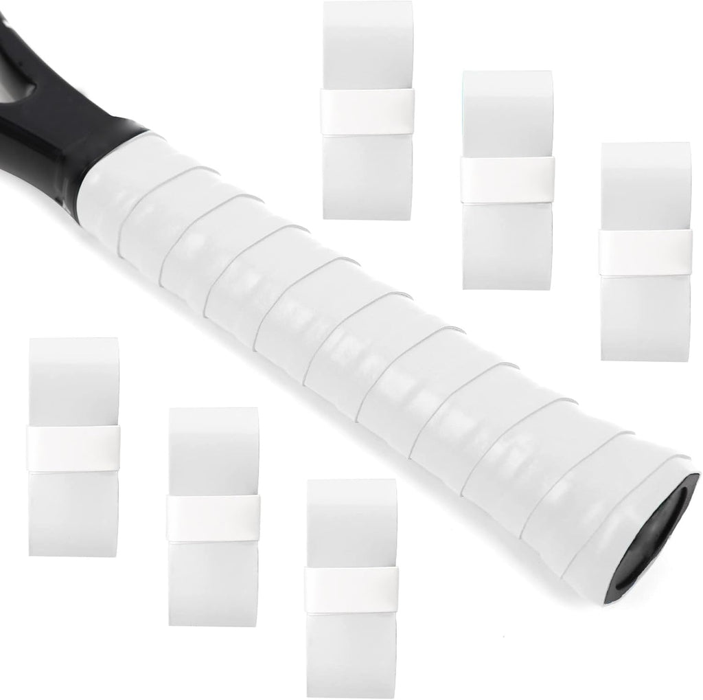 L LK SPORTS Bande de poignée de raquette de tennis, lot de 6, prédécoupée, antidérapante, absorbante, toucher sec, pour tennis et pickleball, blanc