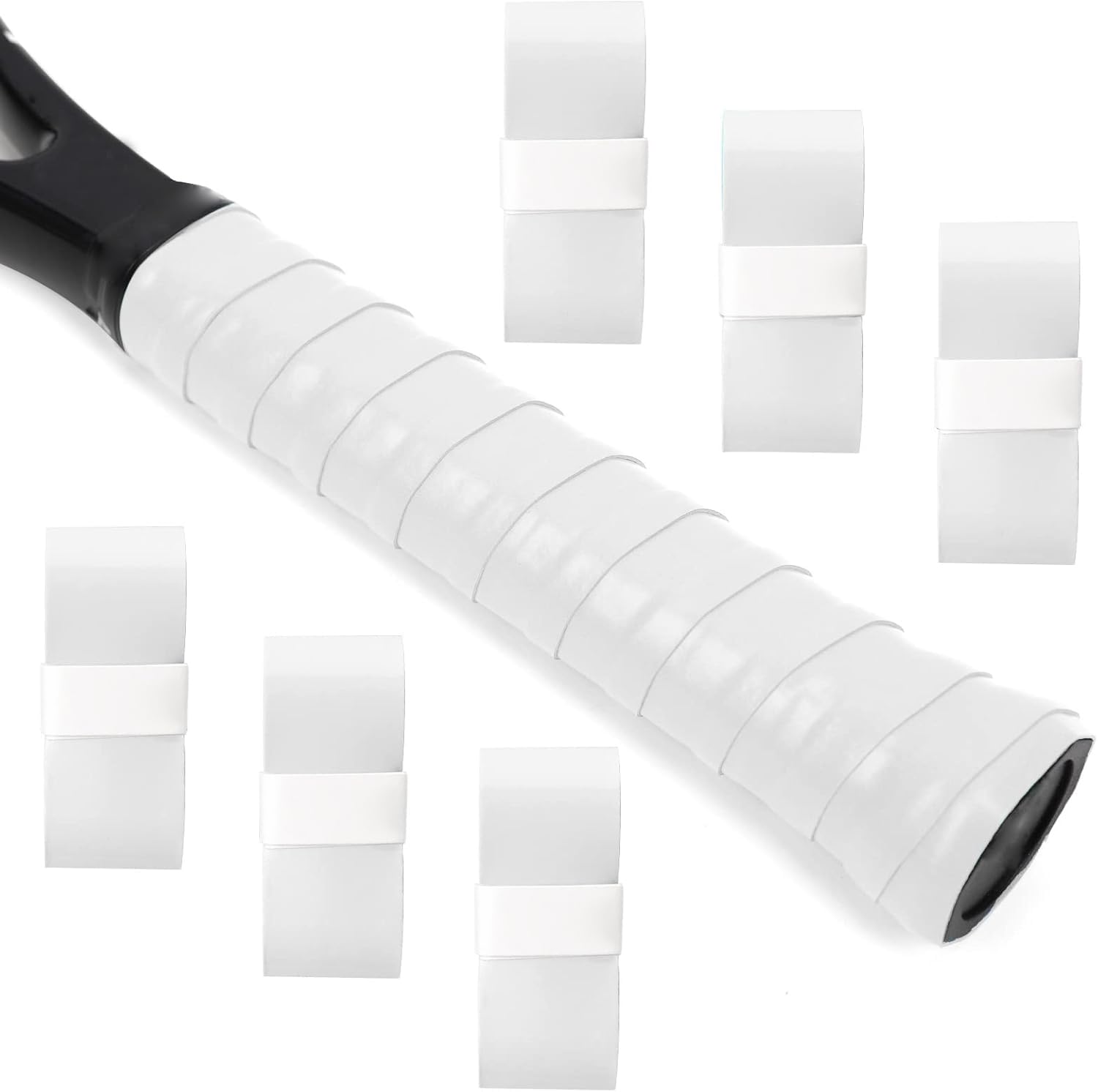 L LK SPORTS Bande de poignée de raquette de tennis, lot de 6, prédécoupée, antidérapante, absorbante, toucher sec, pour tennis et pickleball, blanc