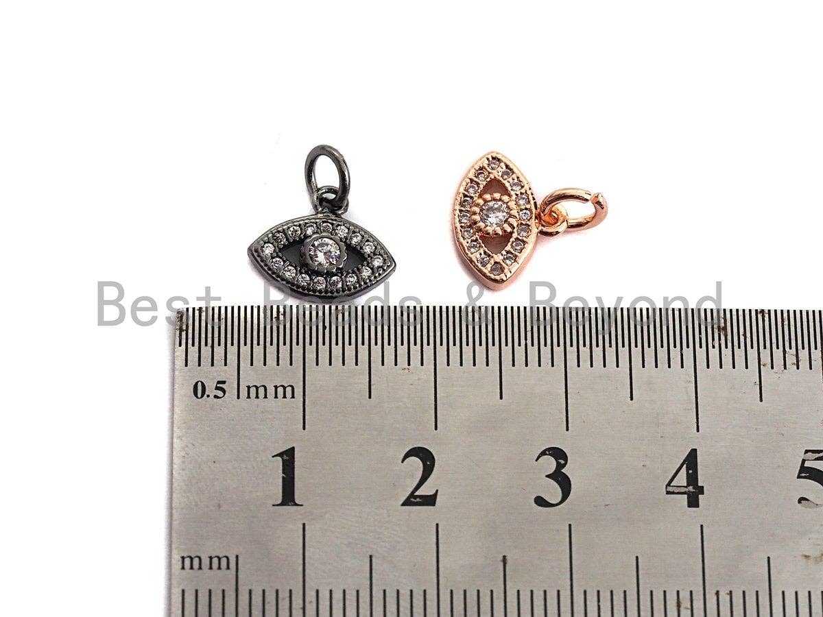 Clear CZ Micro Pave Oval Evil Eye Shape Pendant,Cubic Zirconia Oval Charm,Gold/Silver/Rose Gold/Black Tone,11x9mm,sku#Z470