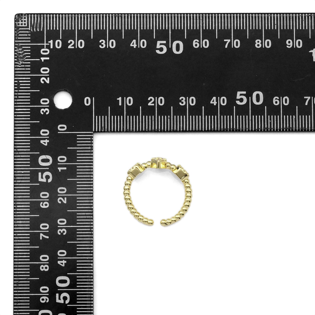 Gold Green Fuchsia Cobalt Blue CZ Double Point Adjustable Ring, Sku#LX324