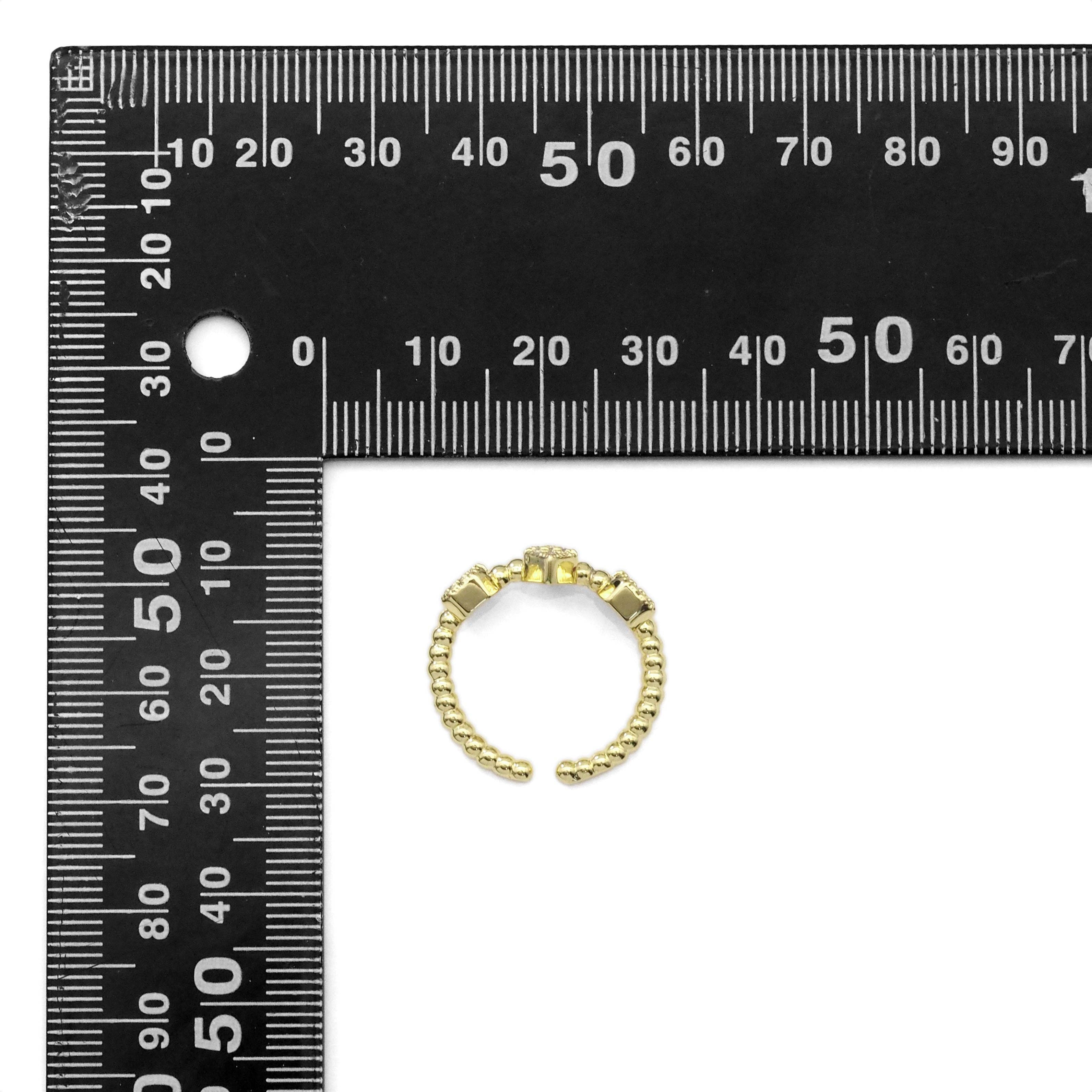 Gold Green Fuchsia Cobalt Blue CZ Double Point Adjustable Ring, Sku#LX324