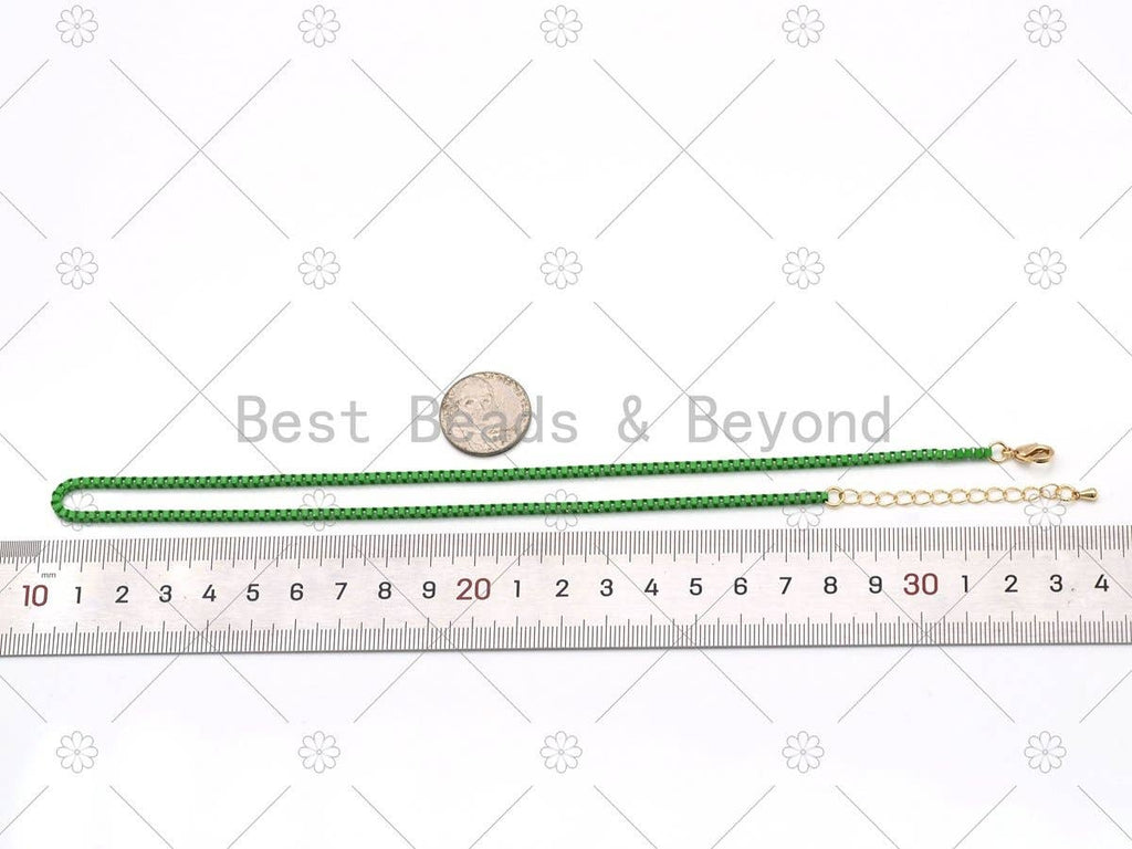 16'' Thin Enamel Box Chain Necklace, Sku#EF86