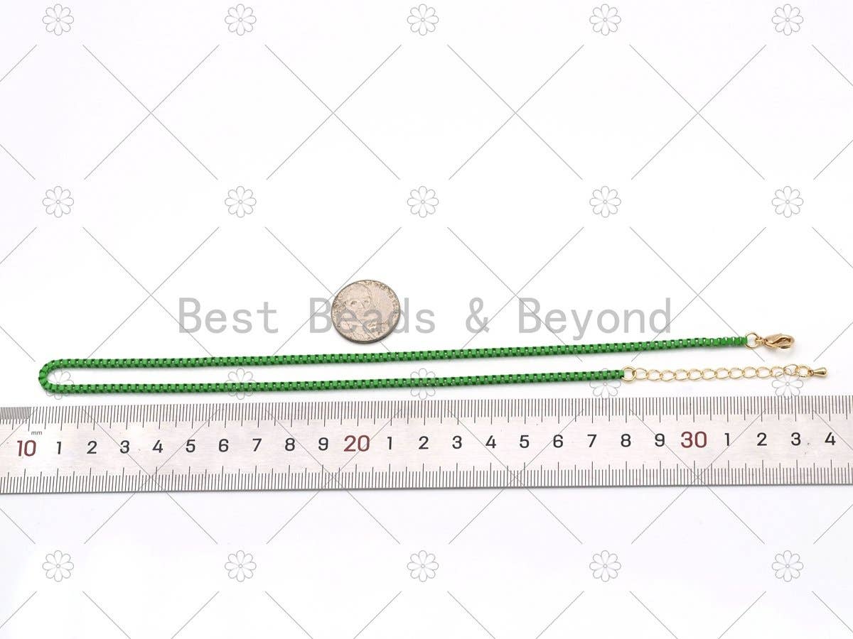 16'' Thin Enamel Box Chain Necklace, Sku#EF86