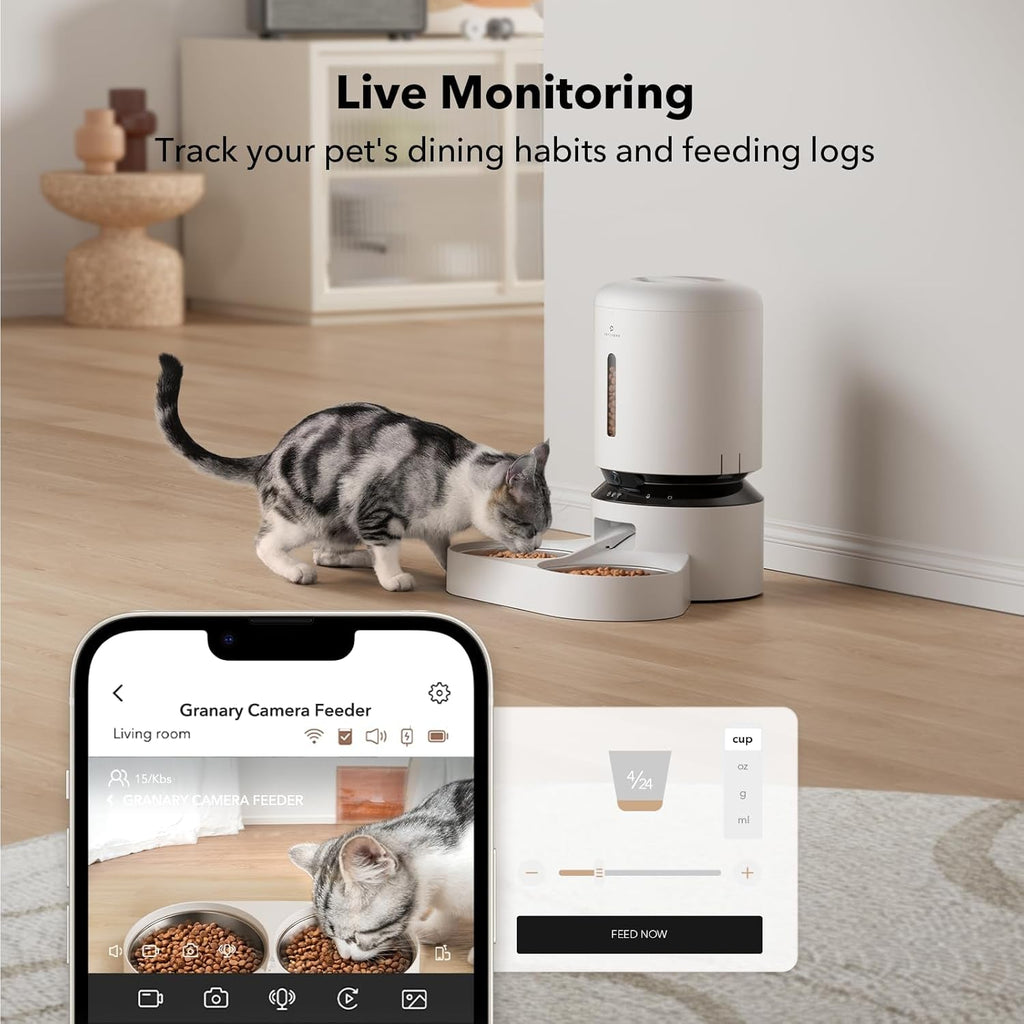 PETLIBRO Automatic Cat Feeder with Camera for Two Cats, 1080P HD Video with Night Vision, 5G Wifi Pet Feeder with Phone APP Control, 2-Way Audio for Cat & Dog, Low Food & Motion & Sound Alerts