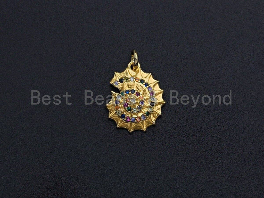 Colorful CZ Micro Pave Sea Snail  Shape Pendant Charm, Cubic Zirconia Charm, 13x16mm,sku#Z864