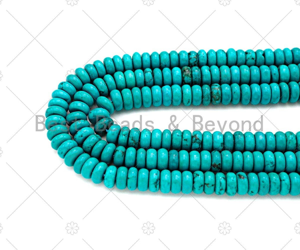 Quality Turquoise Smooth Rondelle Beads, 3x6mm/3x8mm Natural Howlite, 15.5'' Full Strand, Sku#U1069