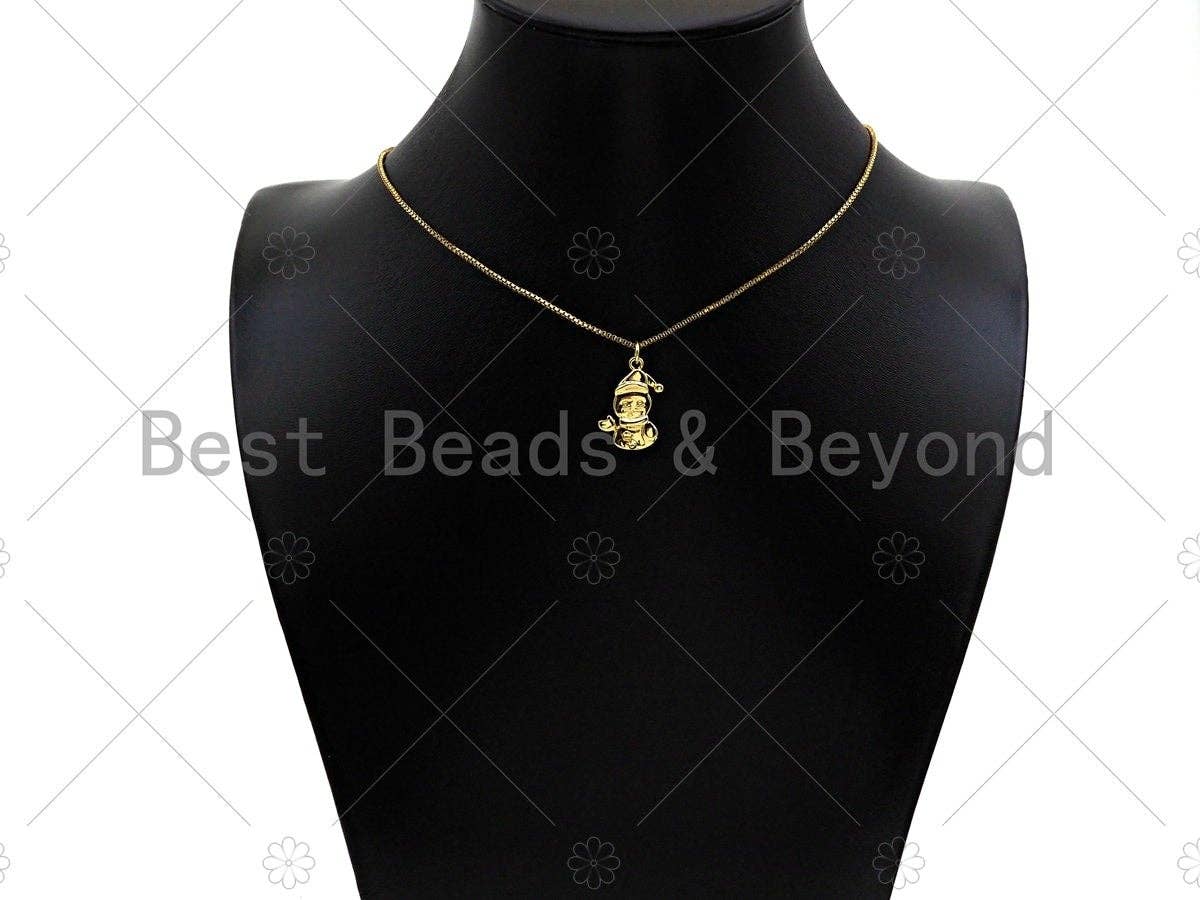 Dainty 18K Gold Cute Snowman Shape Pendant, Christmas Charm Pendant,15x20mm, Sku#LK215