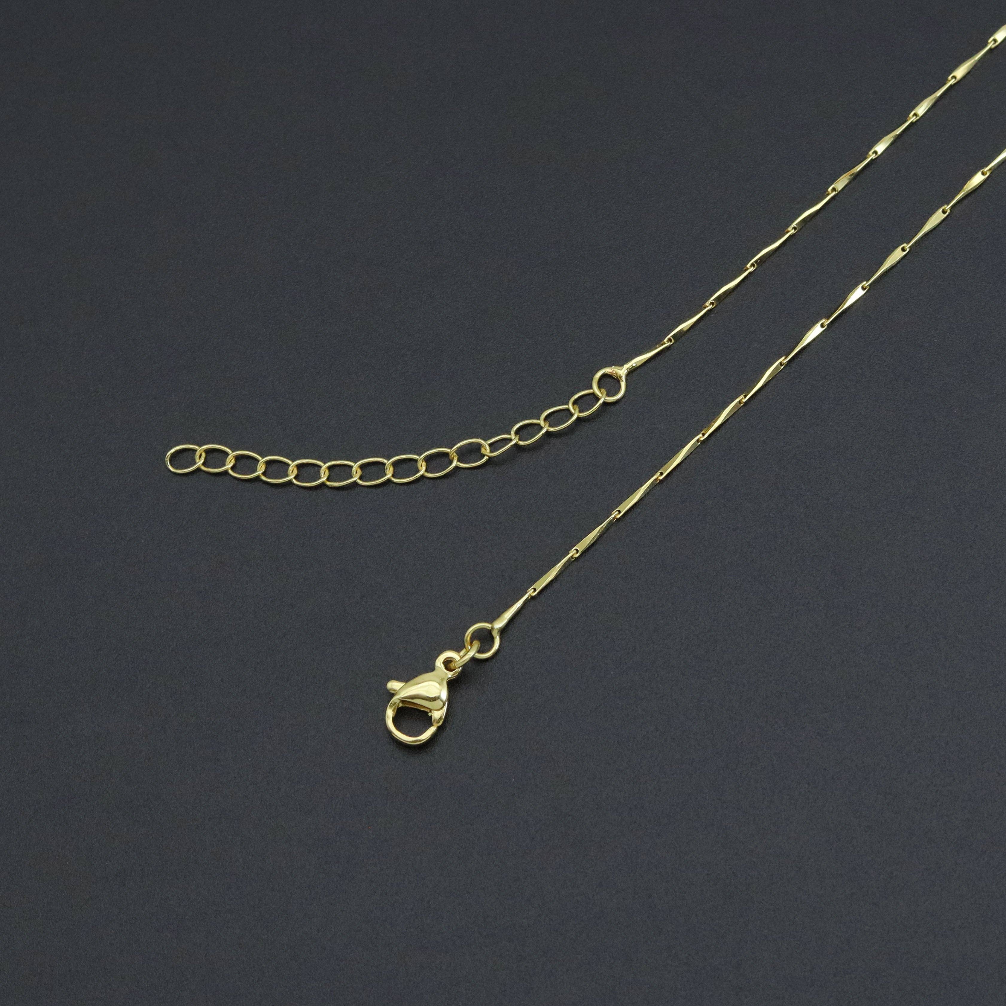 Dainty Gold Triangle Chain Necklace, Sku#LD542