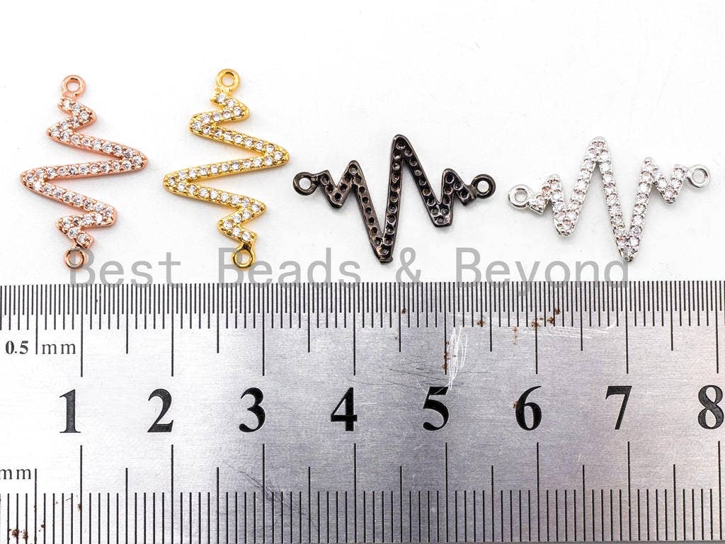 CZ Micro Pave Radio Zigzag Connector/Link, Cubic Zirconia Bracelet Necklace Earring Connector,14x22mm,sku#E344