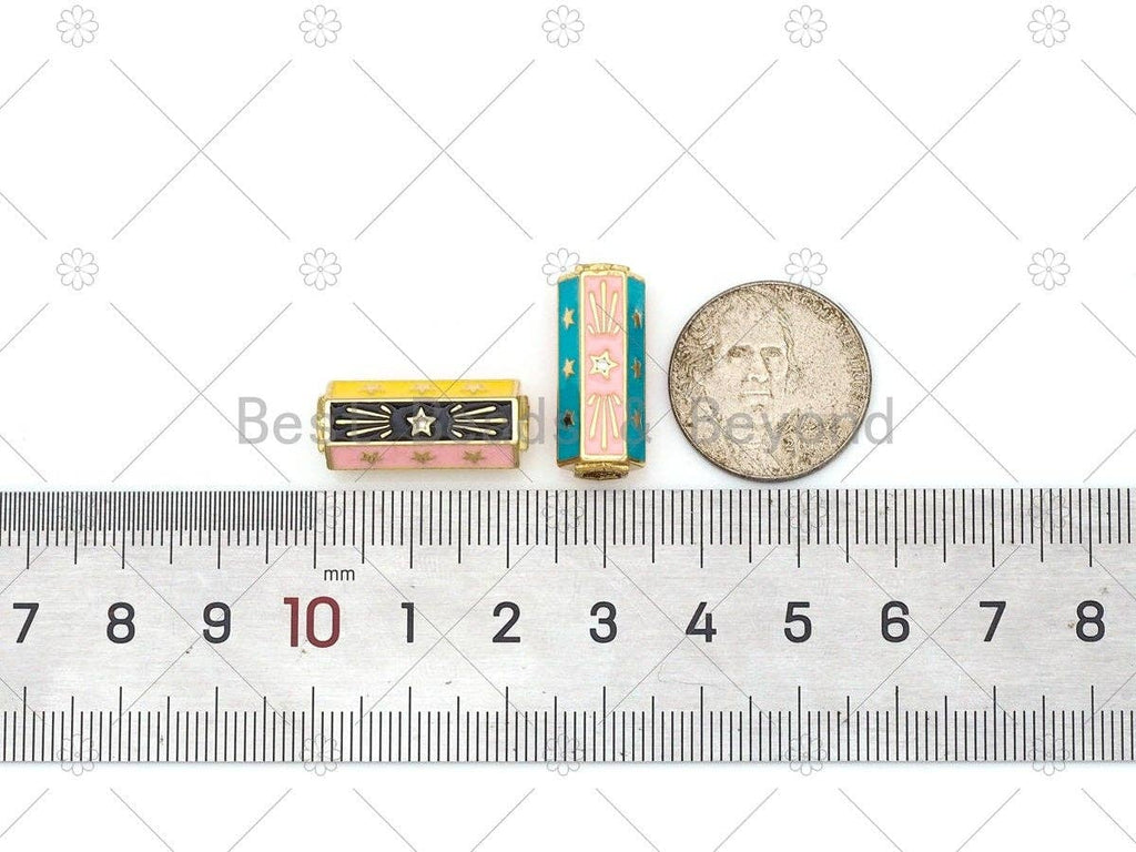 Gold Star Colorful Enamel Hexagon Tube spacer, Y526
