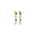 Green Clear CZ rectangle Oval Teardrop Pendant Earrings, Sku