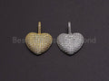 Clear CZ Micro Pave Heart Pendant/Charm, Bracelet Necklace Cubic Zirconia  Heart Pendant Charm, 18x17mm,sku#Z478