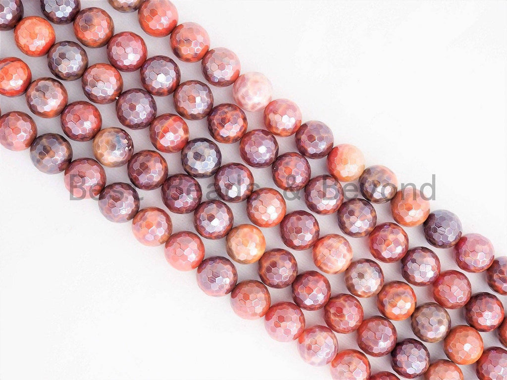 Mystic Plated Faceted Fire Agate beads, High Quality 6mm/8mm/10mm Red Gemstone beads, Red Agate Beads, 15.5inch strand, SKU#U353