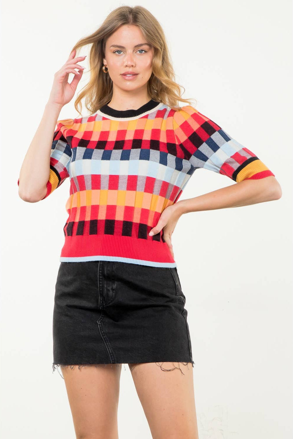 Michelle - Short Sleeve Textured Knit Top