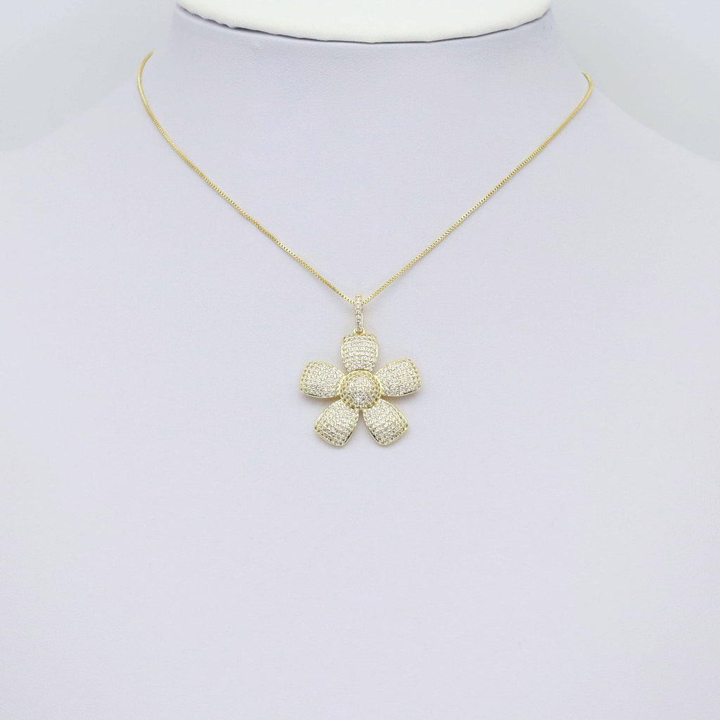 Gold Silver CZ Flower Charm, Sku#ML73/F489