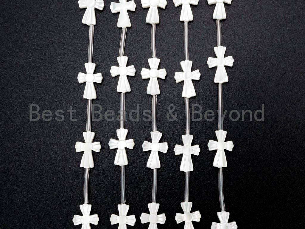 1/15pcs Natural Mother of Pearl beads,10x14mm White Pearl Carved Cross Beads strand, Cross Pearl Shell Beads, SKU#T27
