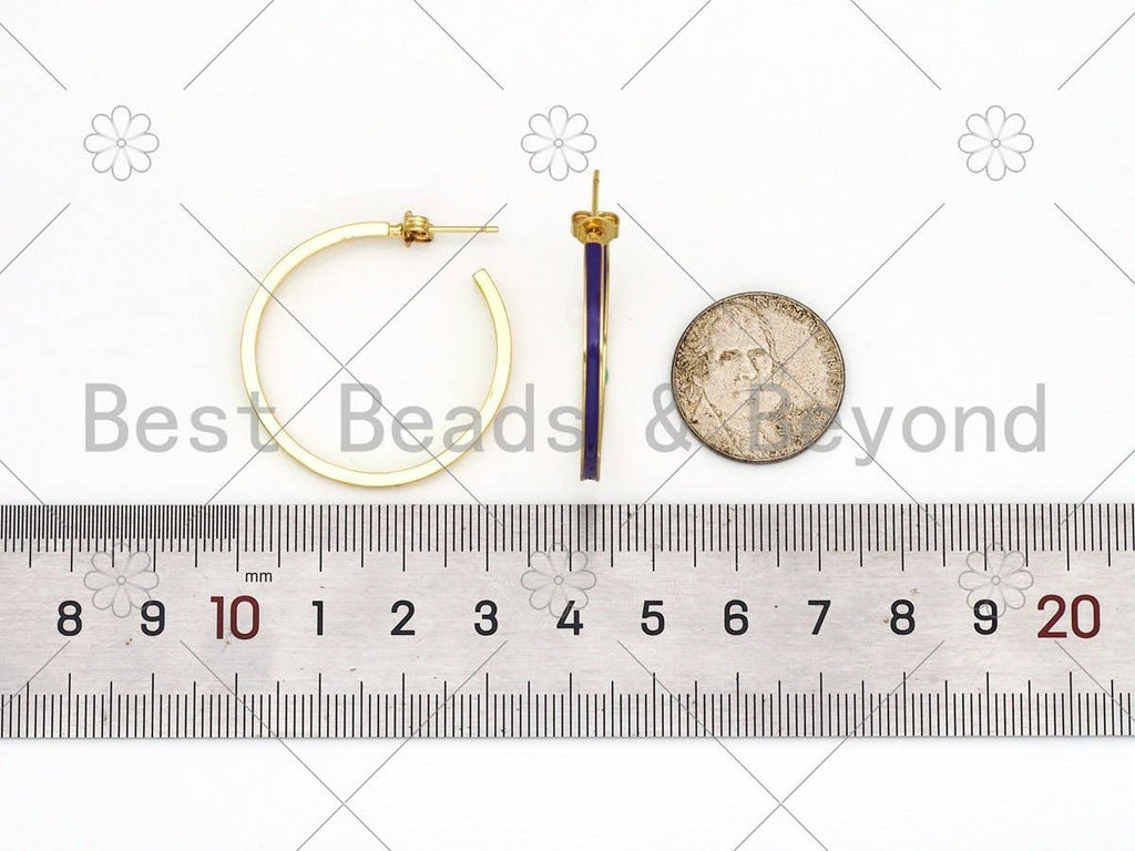 Colorful Enamel Round Loop Huggie Earring, Sku#O80