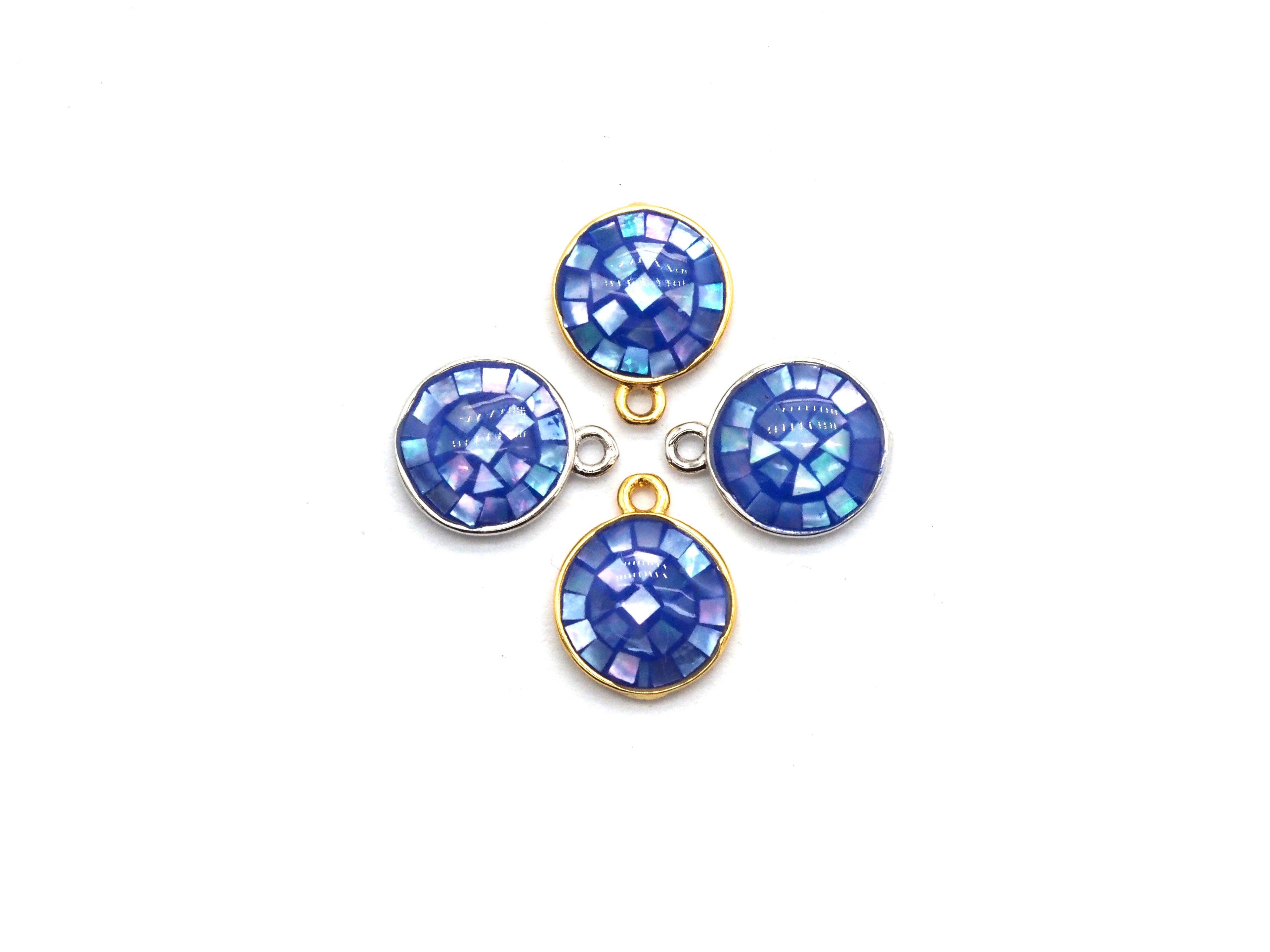 Natural Cobalt Shell Round Shape Charm, 12x10mm, Sku#Z318