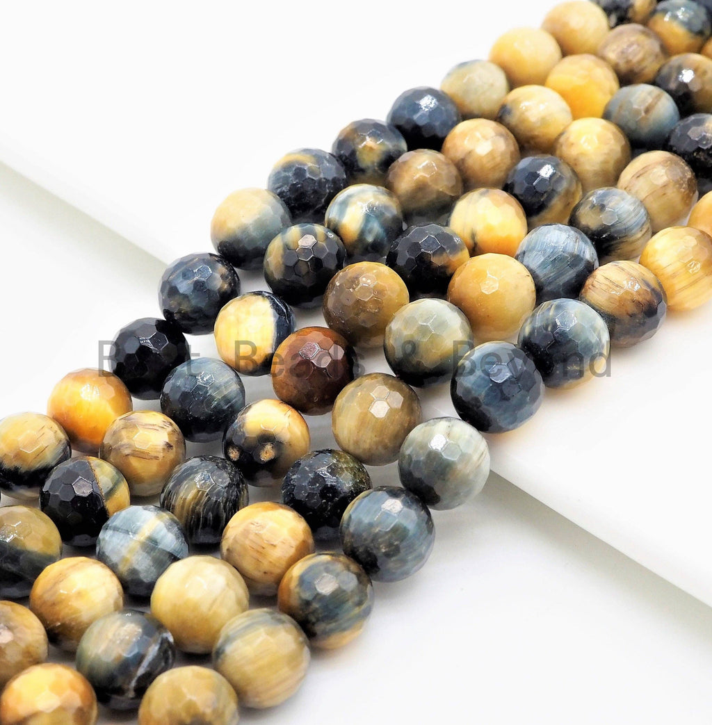Quality Natural Golden Blue Round Faceted Tiger Eye beads, 6mm/8mm/10mm/12mm/14mm Gemstone beads,Tiger Eye Beads,15.5inch strand,SKU#U377