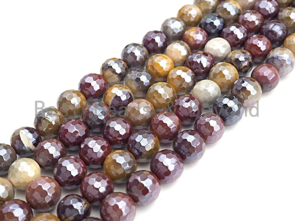 High Quality Plated Natural Mookaite beads,Round Faceted Beads,6mm/8mm/10mm Gemstone Beads, 15.5inch FULL strand, SKU#UA91