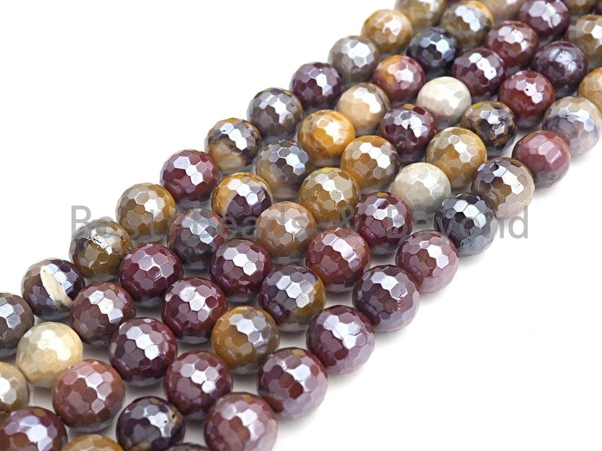 High Quality Plated Natural Mookaite beads,Round Faceted Beads,6mm/8mm/10mm Gemstone Beads, 15.5inch FULL strand, SKU#UA91