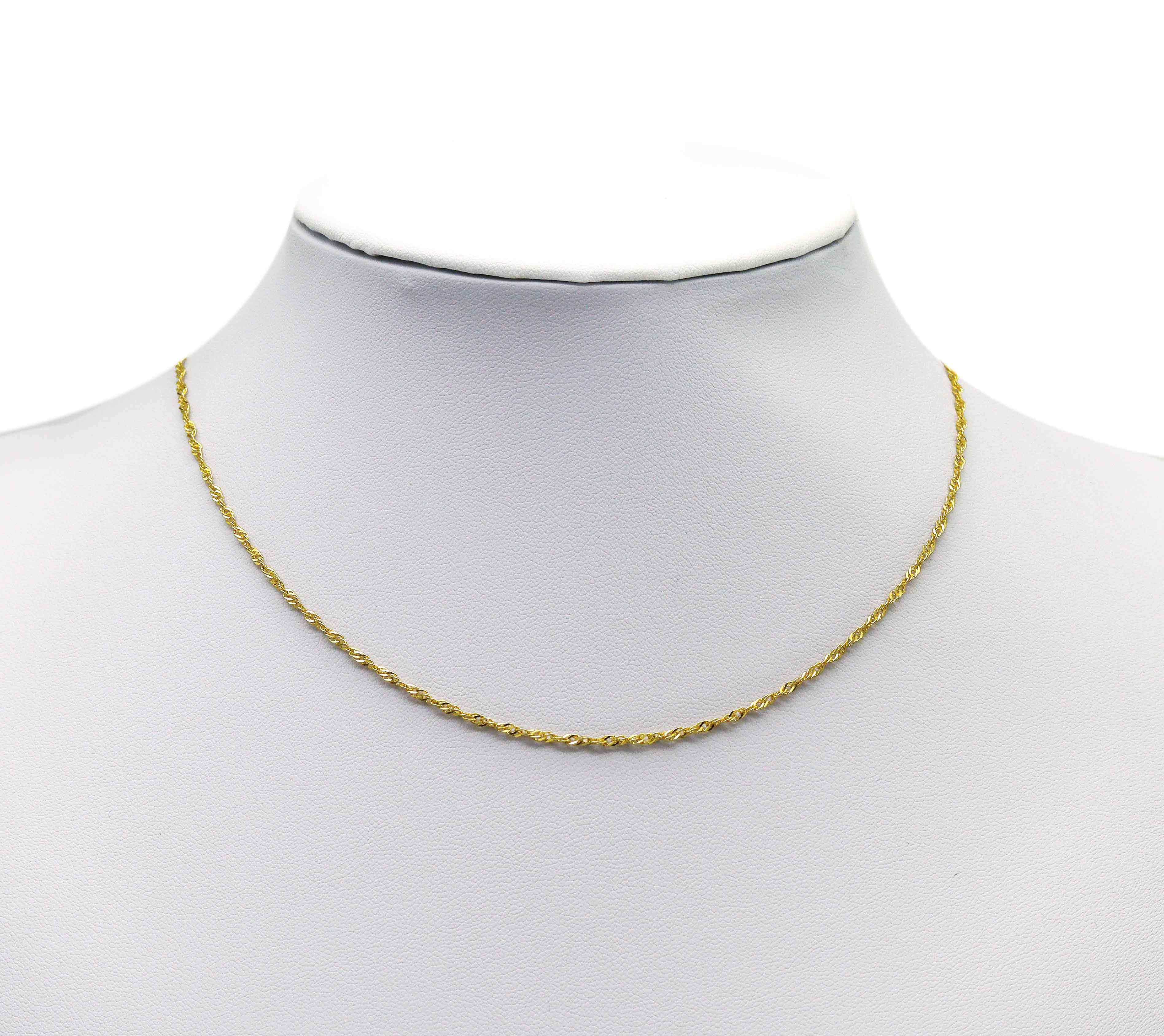 18K Gold Dainty Singapore Chain Necklace, DNA Gold Chain Necklace, sku#EF151