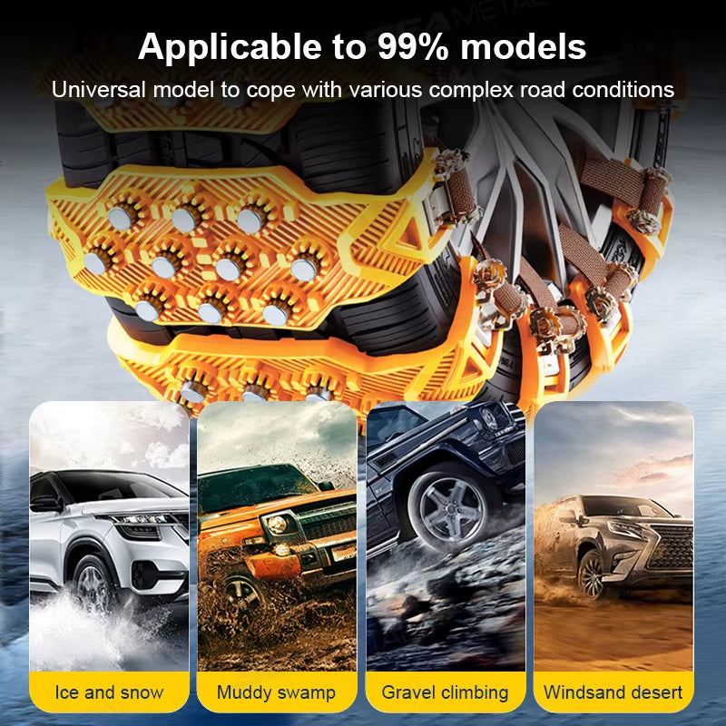 SEAMETAL 4PCS Car Winter Tire Wheels Snow Chains Snow Tire Anti-Skid Chains Wheel Tyre Cable Belt Winter Outdoor Emergency Tools