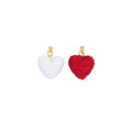 White Red Puffy Heart Charm Pendant,Sku#LD720