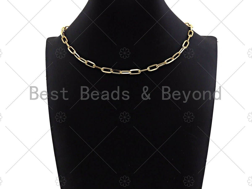 18" Gold Finish Paperclip Chain Necklace, Sku#LD16