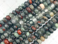 2mm Big Hole Natural African Bloodstone Faceted Beads, 6x10mm Rondelle Faceted Bloodshot Beads, Large Hole Beads, 8'' Full Strand, SKU#U1234