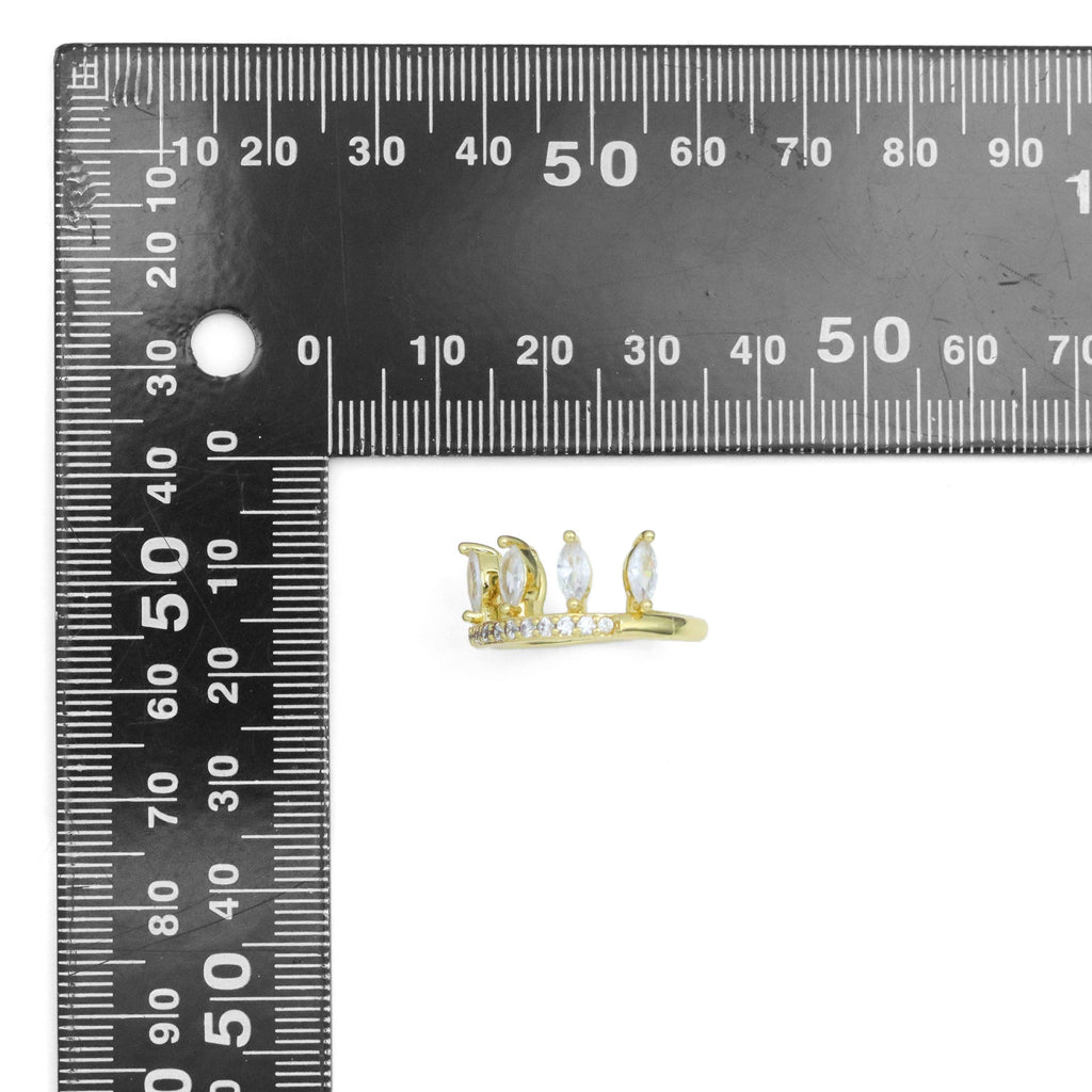 Eye Shape CZ Crown Adjustable Ring, Sku#A363