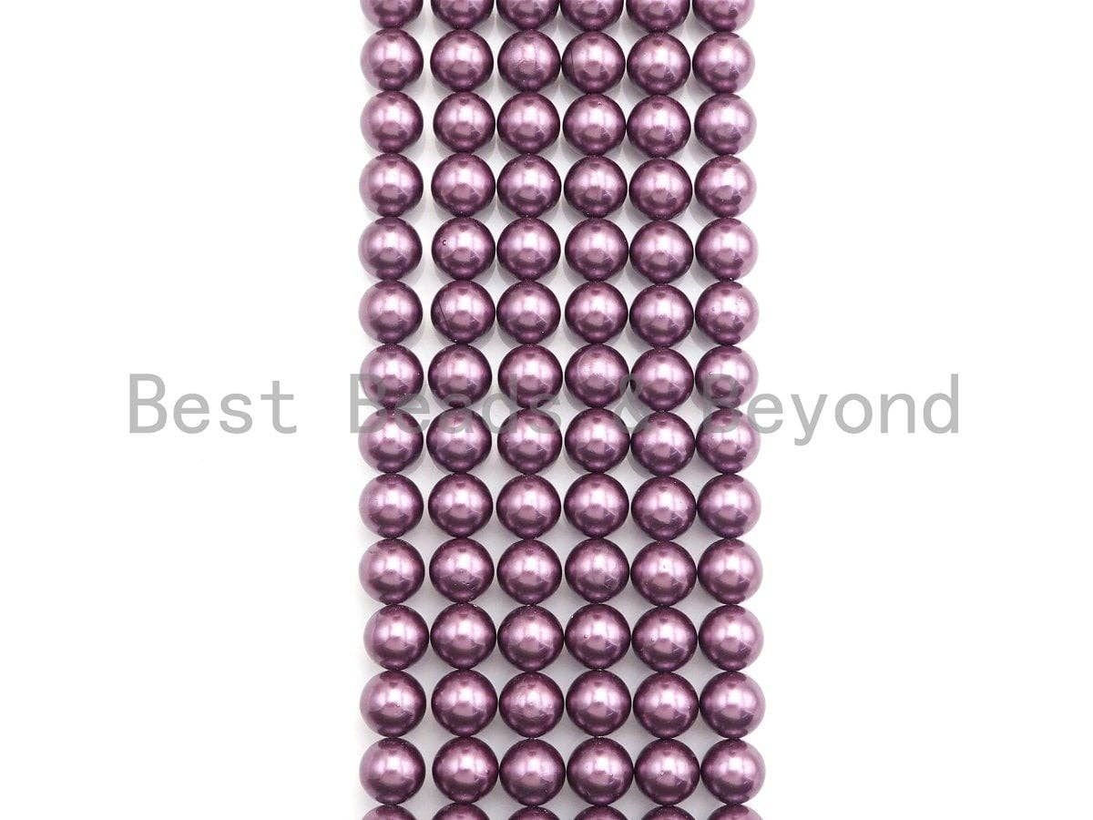 Natural Mother of Pearl Purple Round Smooth beads, 6mm/8mm/10mm/12mm MOP Beads, 15.5inch strand, SKU#T147