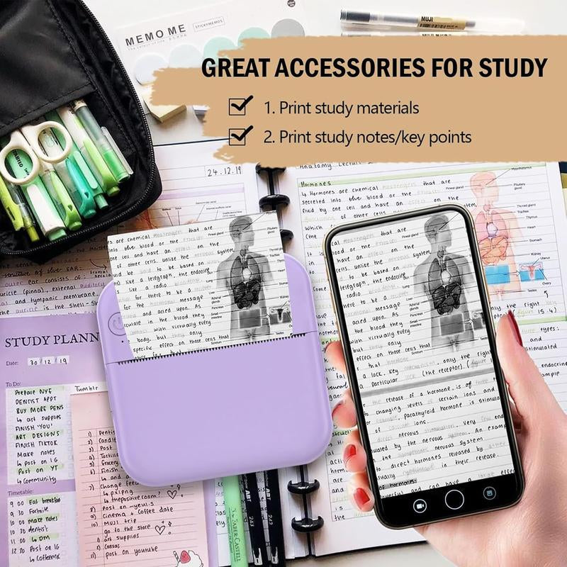 Mini Sticker Printer, Mini Label Printer Portable Inkless Thermal Printer, Free Cut Small Pocket Printer for DIY Scrapbook, Travel, Notes,Photos, Pictures, Label, Memo, Compatible with Ios&Android, Thermal Label Maker