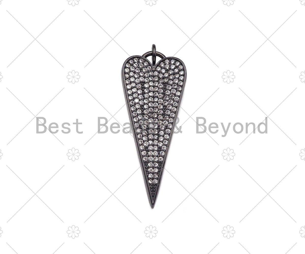 CZ Micro Pave Heart Shape Pendant/Charm,Cubic Zirconia long heart Charm, Heart Necklace Bracelet Charm Pendant,14x36mm, Sku#Y413