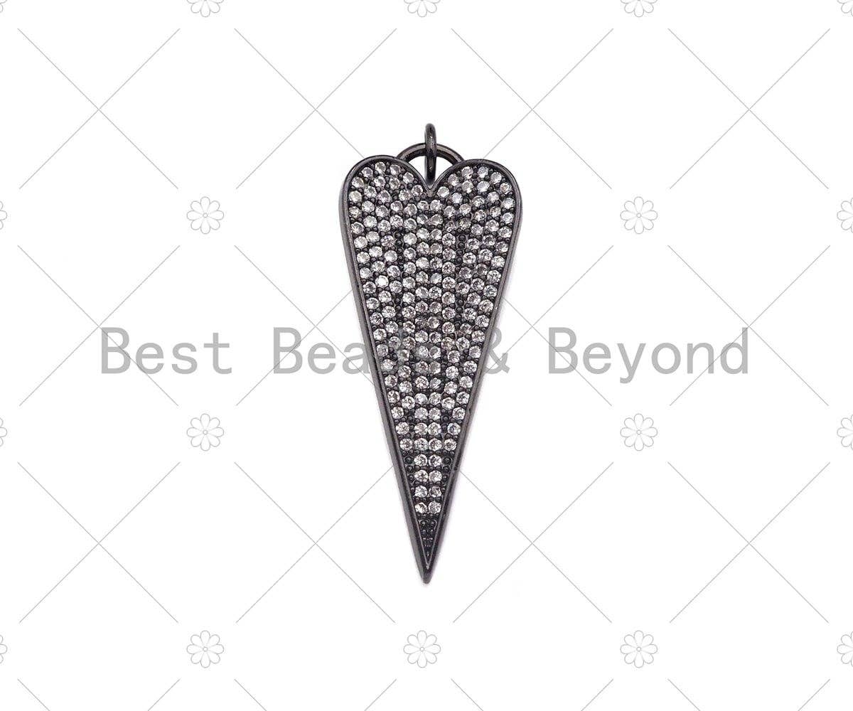 CZ Micro Pave Heart Shape Pendant/Charm,Cubic Zirconia long heart Charm, Heart Necklace Bracelet Charm Pendant,14x36mm, Sku#Y413