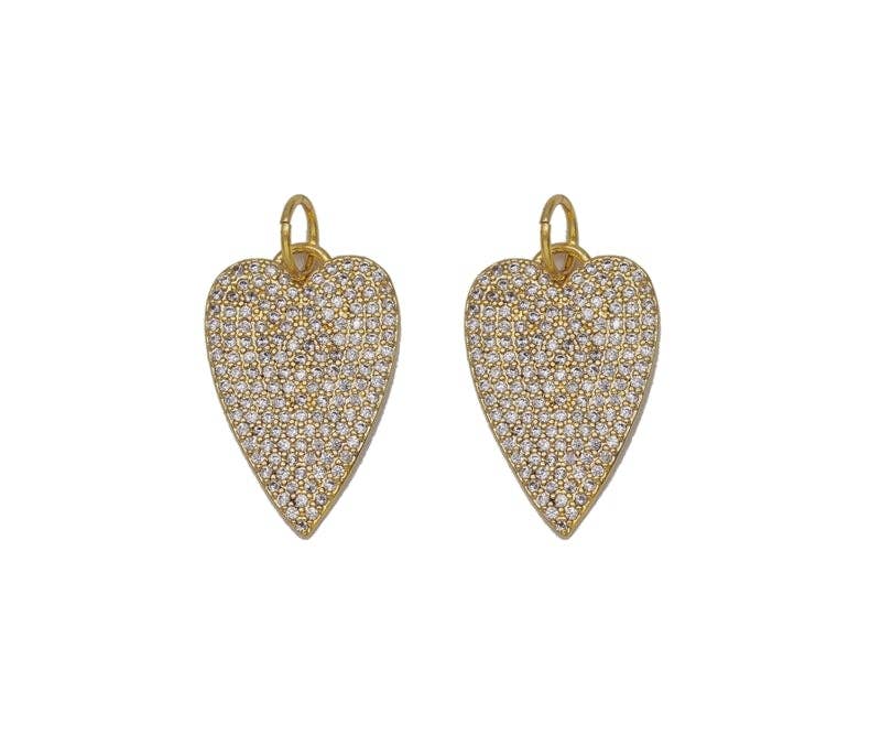 Gold CZ Pave Heart Charm, Sku#LX93