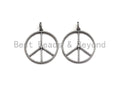 CZ Micro Pave Peace Sign Shape Pendant, Antique Silver Tone, Cubic Zirconia Pave Pendant, 36x39mm,sku#X130