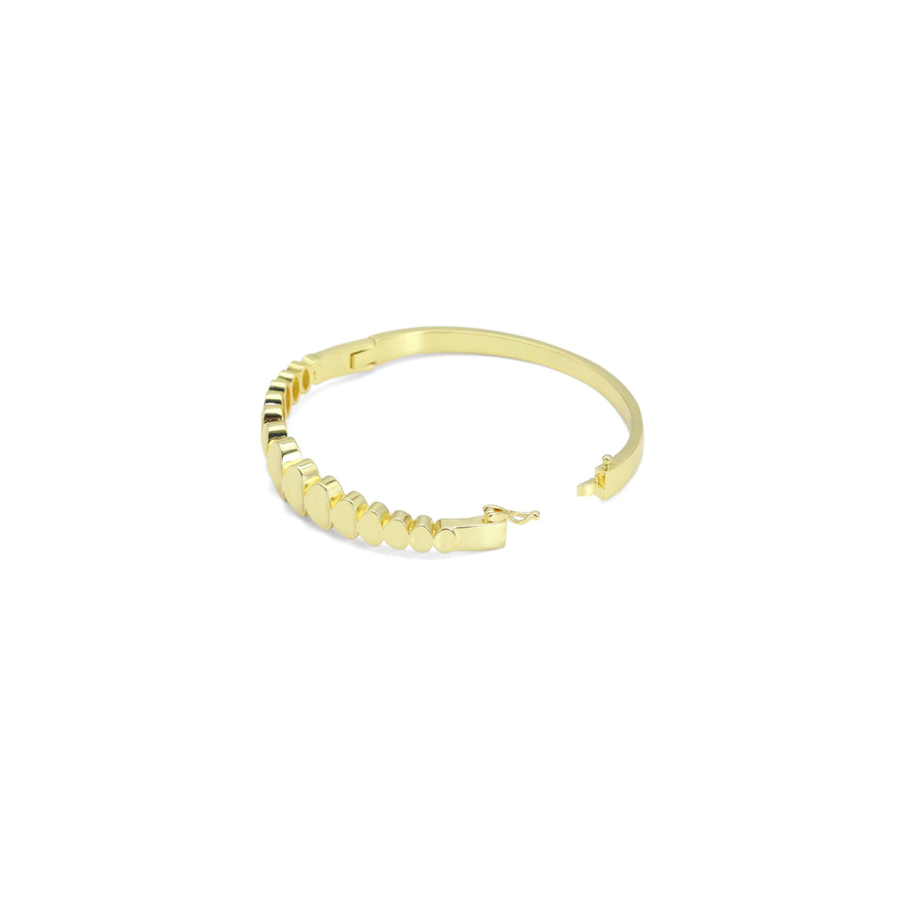 Gold Oval Cave in Link  Bracelet, Sku#LX618