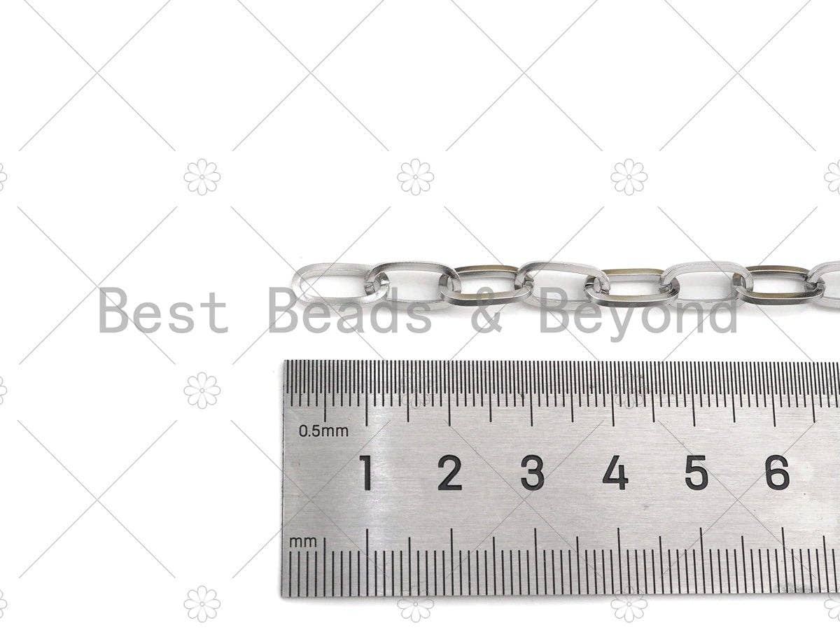 Chaîne maille ovale en acier inoxydable inaltérable, couleur argent antique, chaînes de bijoux non finies, chaîne en gros, 6x12mm, sku#A104