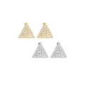 Baguette CZ Gold Silver Triangle Shape Stud Earrings, Sku#L738